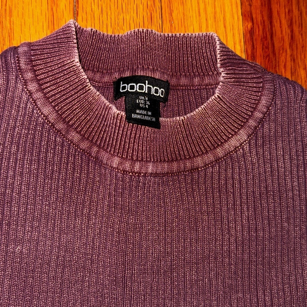 Purple Ribbed Short Sleeve Top - Picture 2 of 2